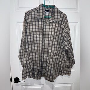 Vintage Wrangler Mens Size XXL Pearl Snap Western Cowboy‎ Gray Plaid